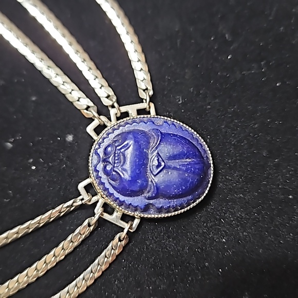 Vintage Art Deco Scarab Necklace - Picture 3 of 7